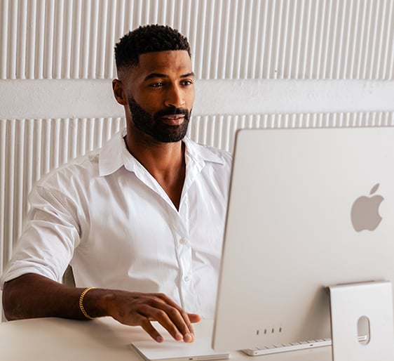 Biller at computer