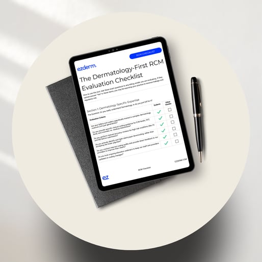 image of an iPad showing the Ezderm RCM vendor evaluation checklist